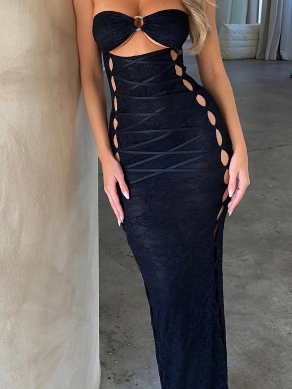 OUTCAST Cutout Lace Maxi Dress